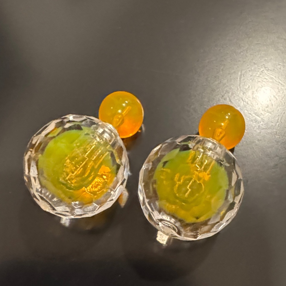 Vintage Style Orange and Clear Earrings